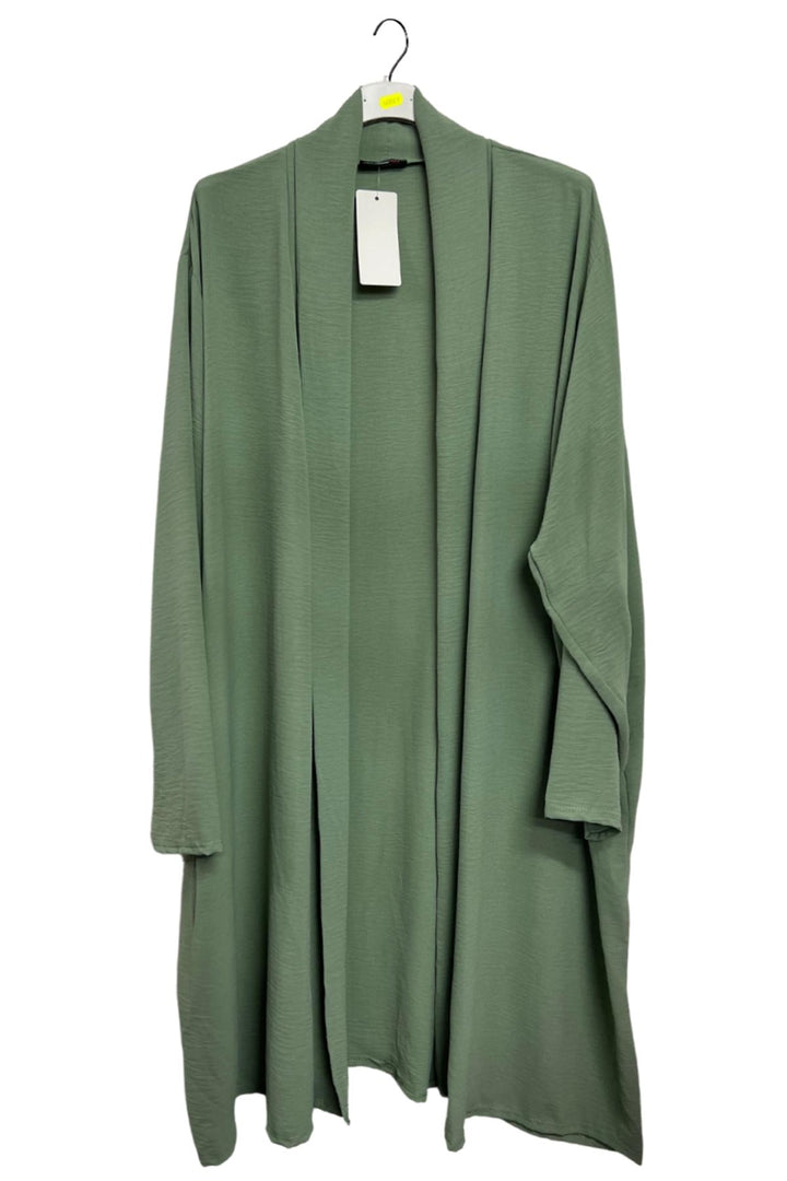 Plain Open-Front Design Long Cardigan