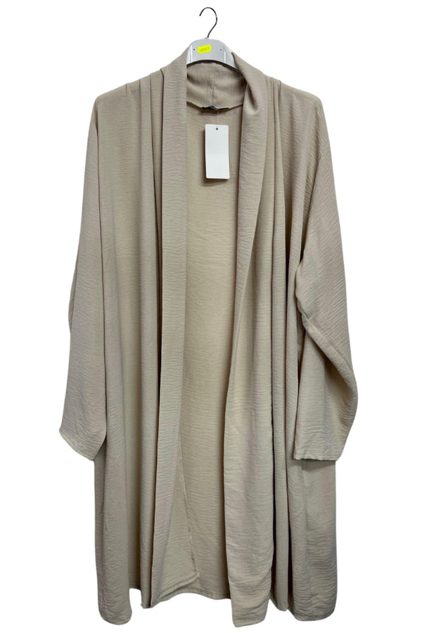 Plain Open-Front Design Long Cardigan
