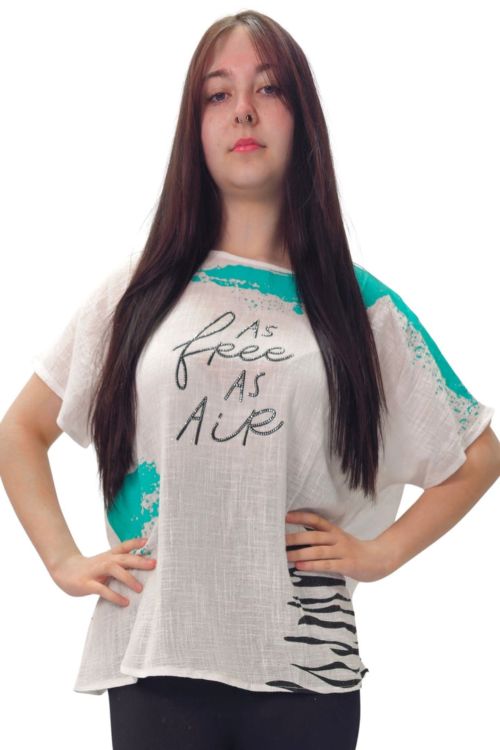 As Free As Air Print Cotton Top