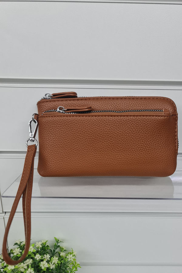 Double Zip Textured Hand Bag