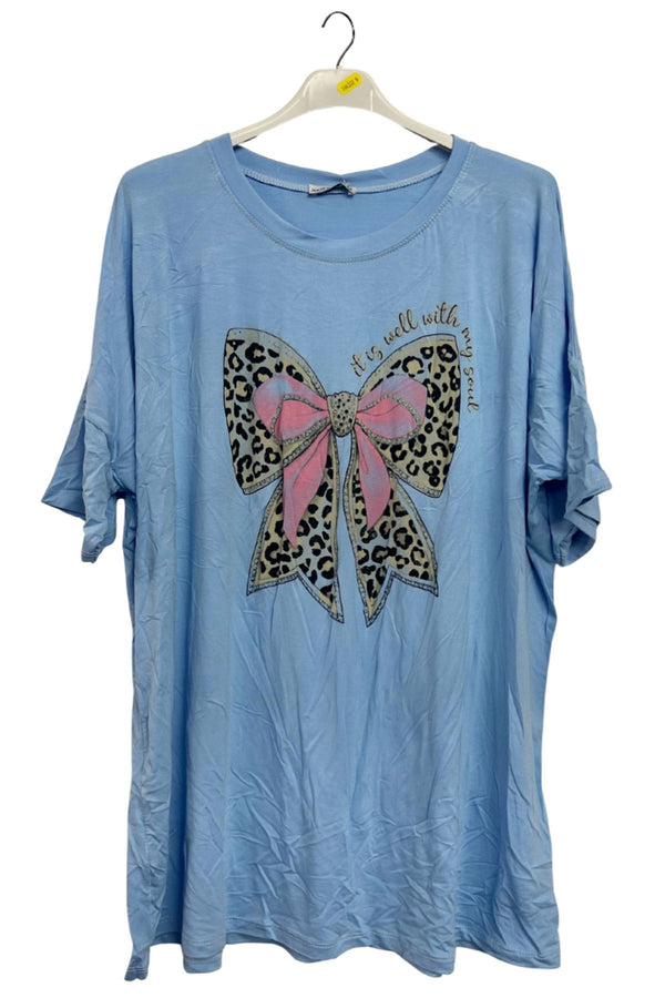 Leopard Bow Print Oversized Top
