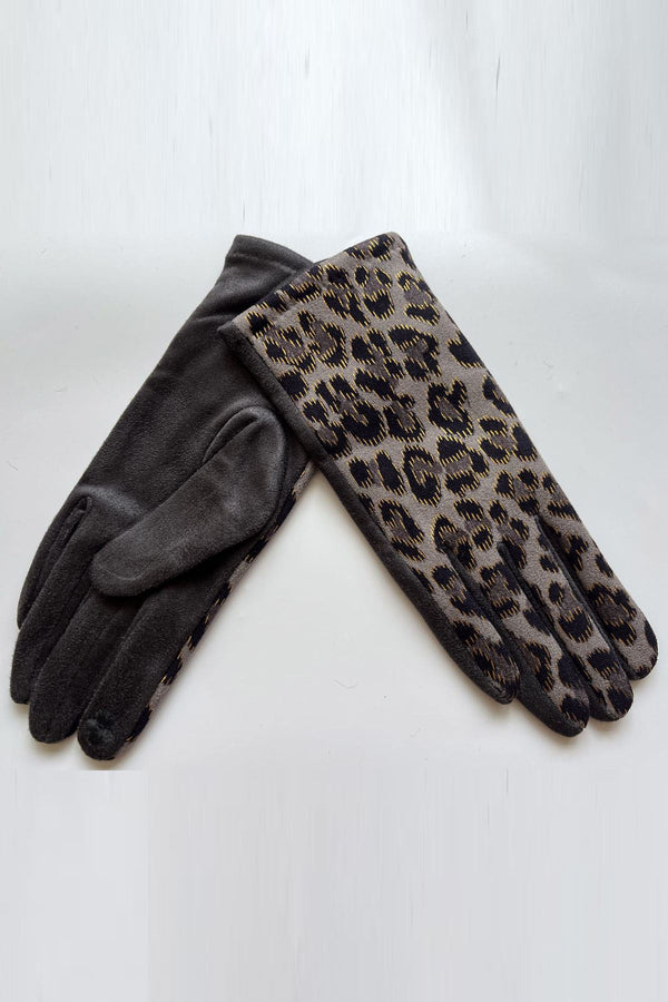 leopard print suede soft gloves
