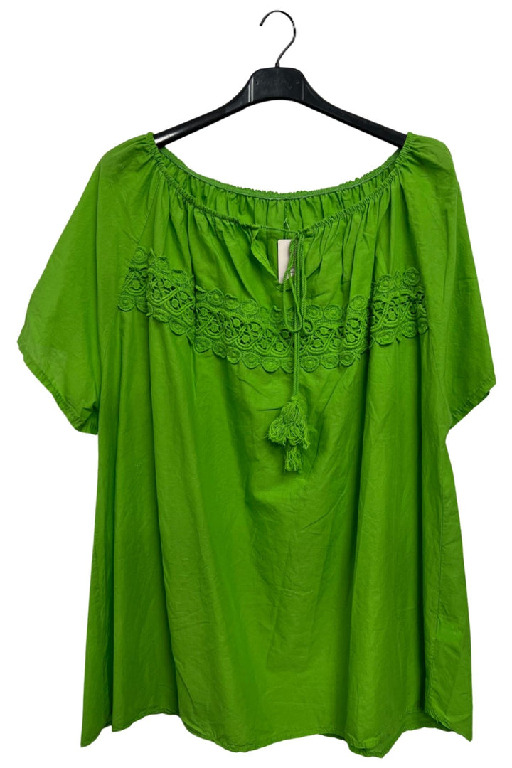 Plain Lace Details Across The Chest Cotton Top