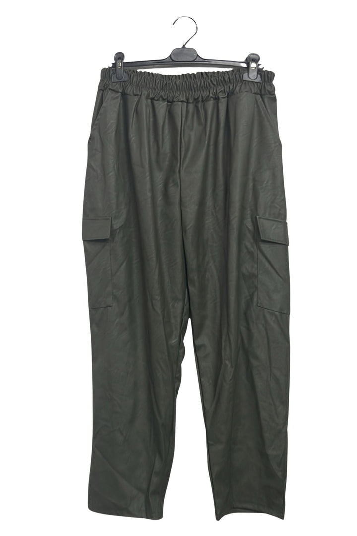 wholesale plain faux pu cargo pants