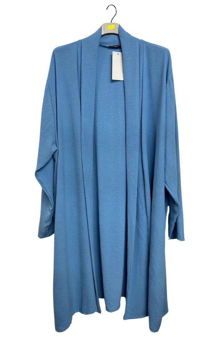Plain Open-Front Design Long Cardigan