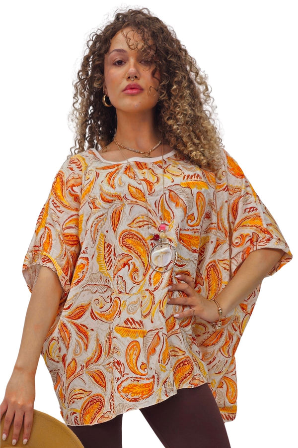 Paisley Print Oversized Tunic Top