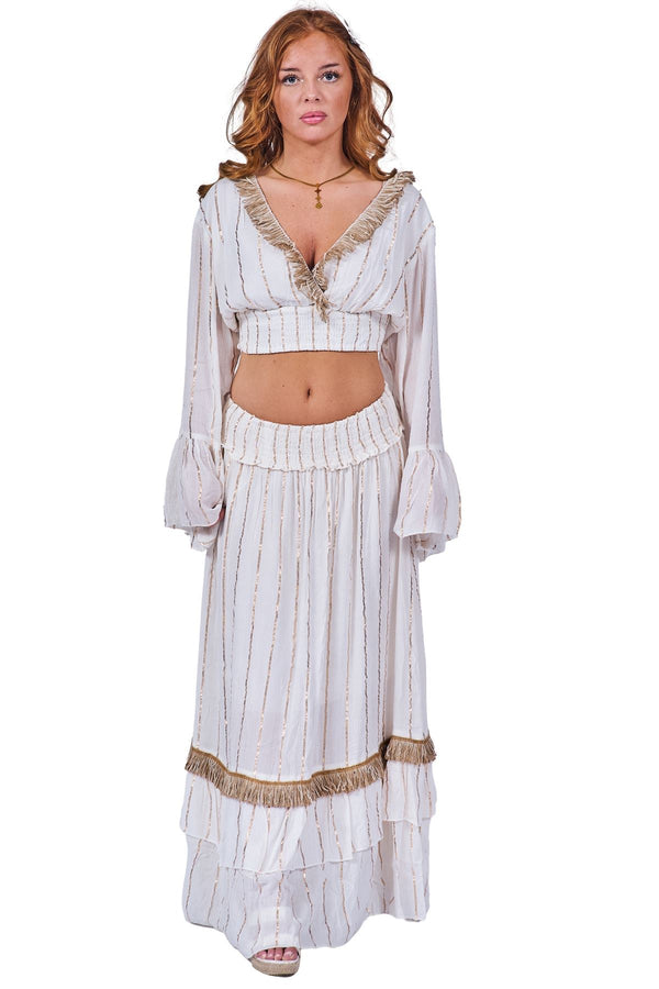 Vertical Gold Stripe Vintage Inspired Bohemian Co-Ord Set