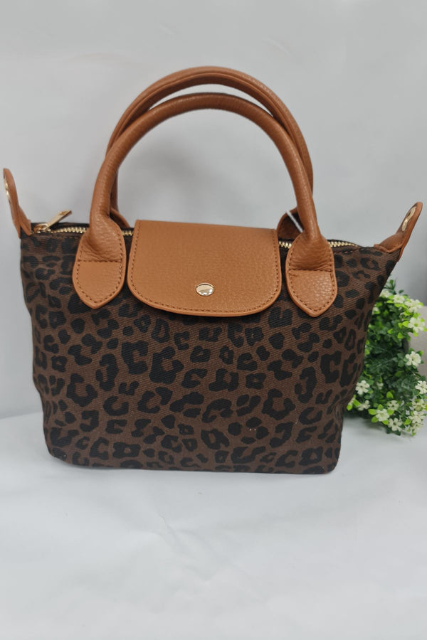 Leopard Print Two Handle Shoulder Bag