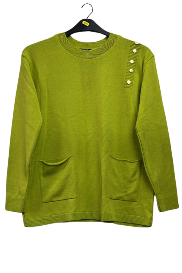 Plain Shoulder Accent Front Pockets Top