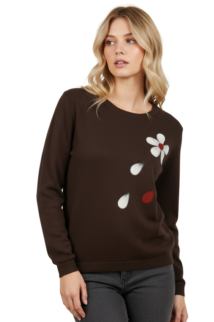 floral accent scattered petal print jumper