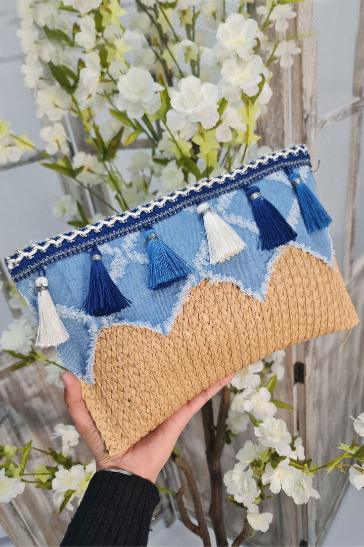 Boho Straw Tassel Crossbody Bag