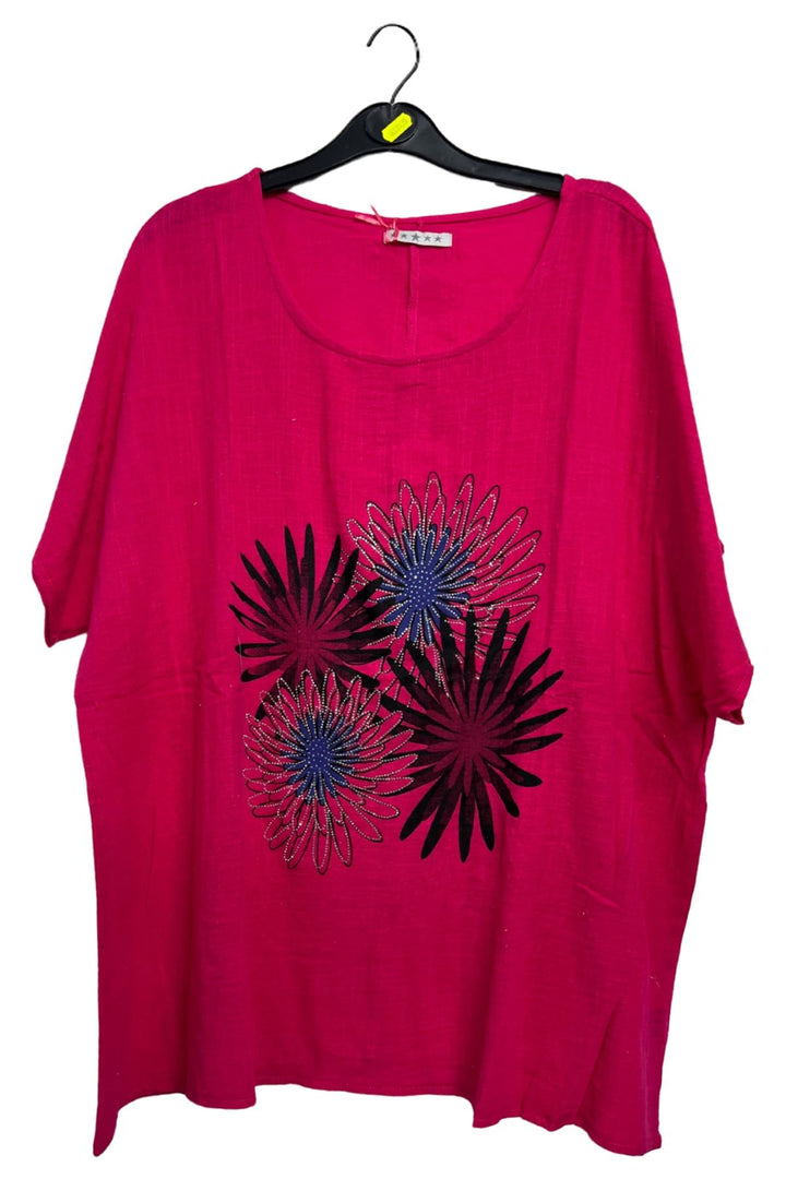 Dahlia Flower Print Cotton Top