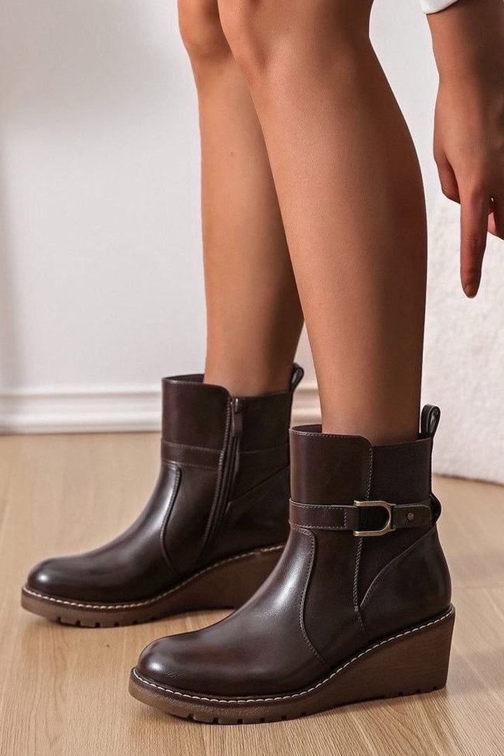 zip up wedge ankle shoes