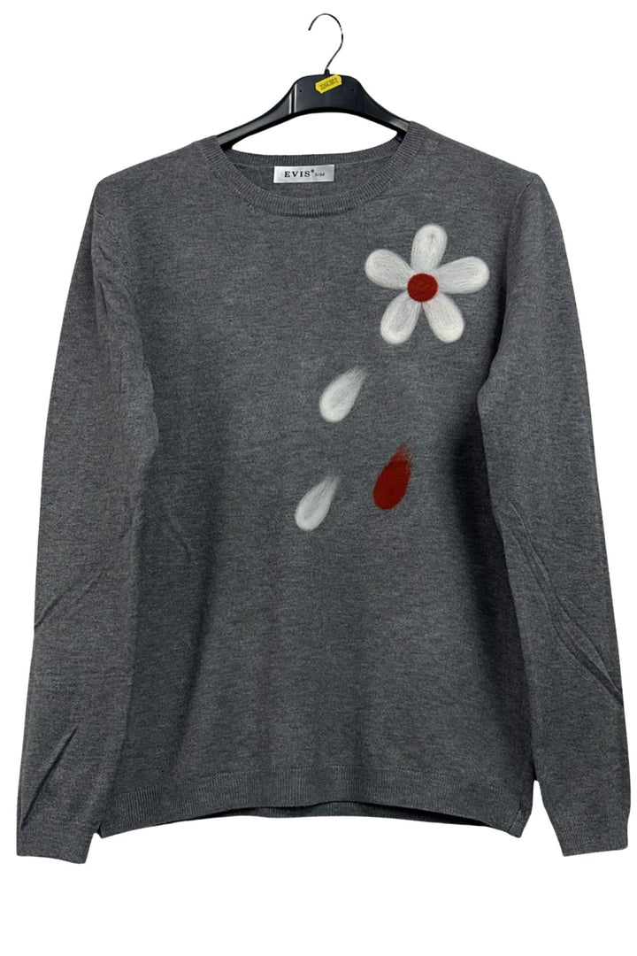 petal print knit jumper