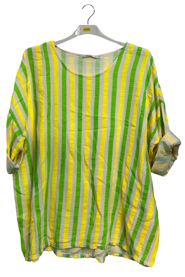 Vertical Stripes Print Tunic Cotton Top