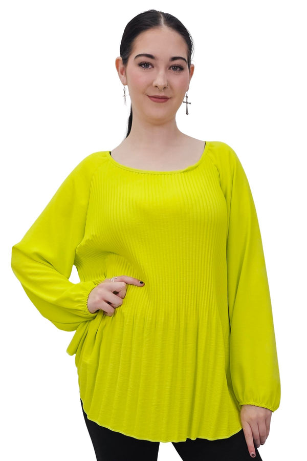 Plain Pleated Elastic Cuff Top