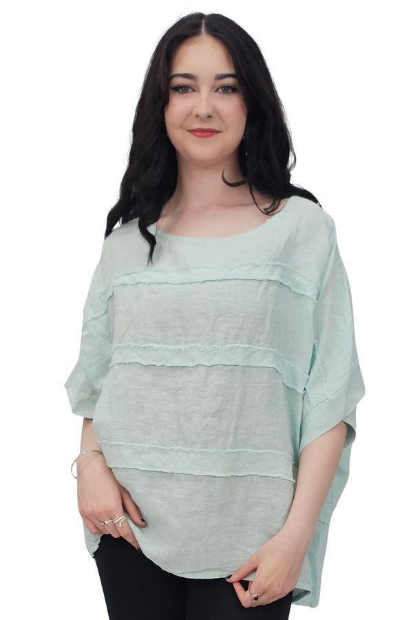 Plain Oversized Box Linen Top