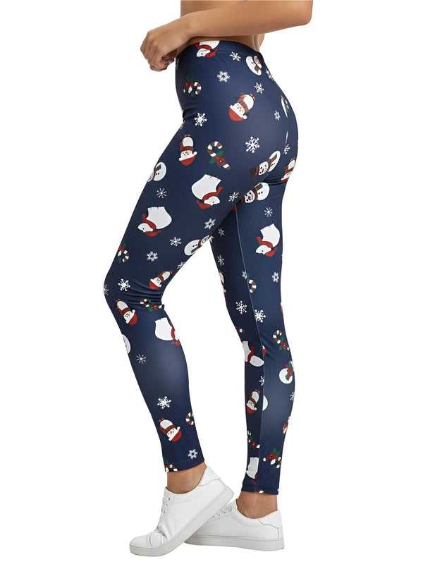 Snowman Scarf Print Christmas Leggings