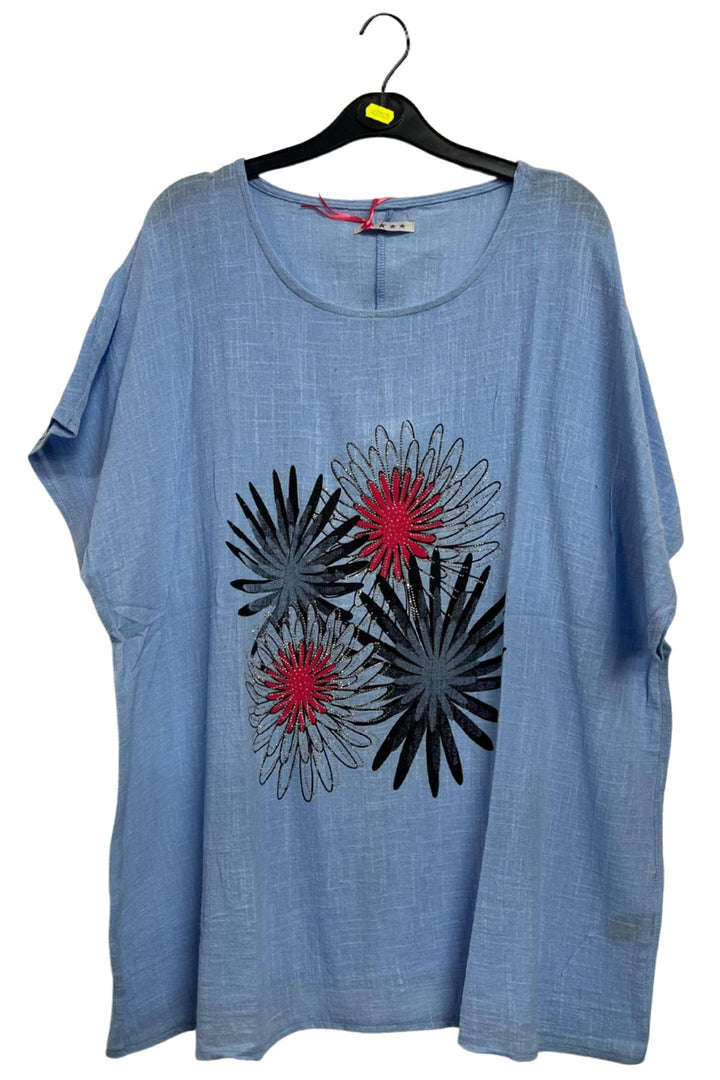 Dahlia Flower Print Cotton Top