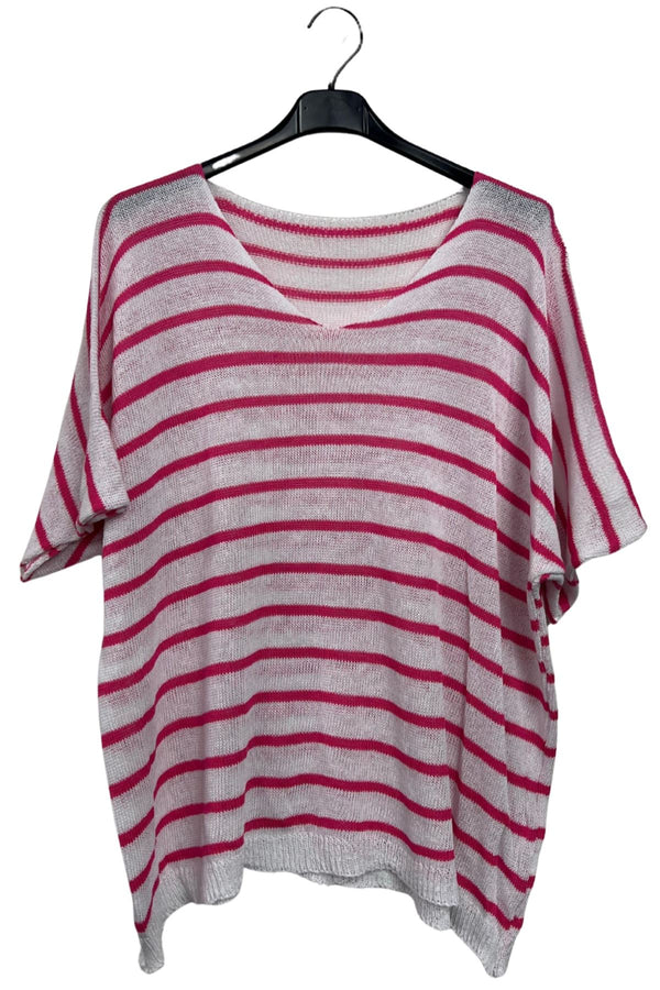 Stripe Pattern Tunic Cotton Top