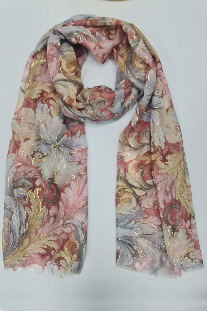 Floral Print Gold Accents Scarves