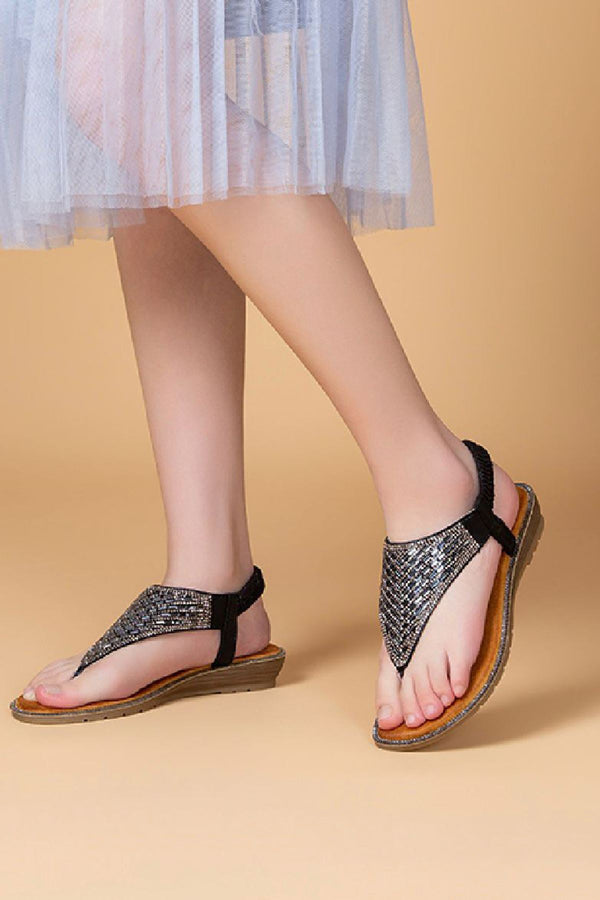Embellished Elasticated Strap Sandal
