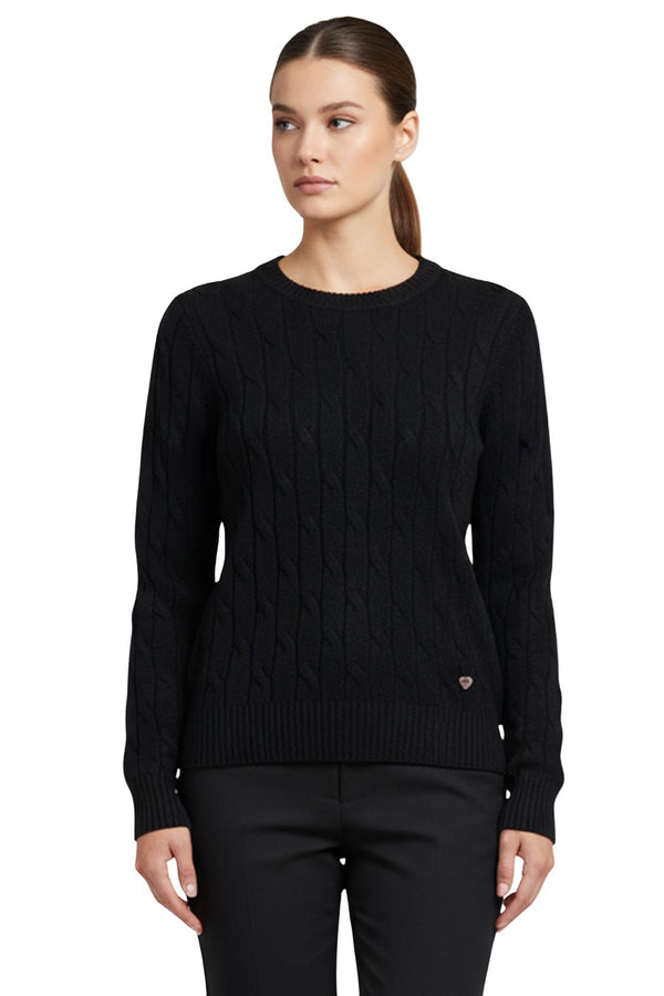 Cable Knit Pattern Soft Fell Ribbed Hem Jumper