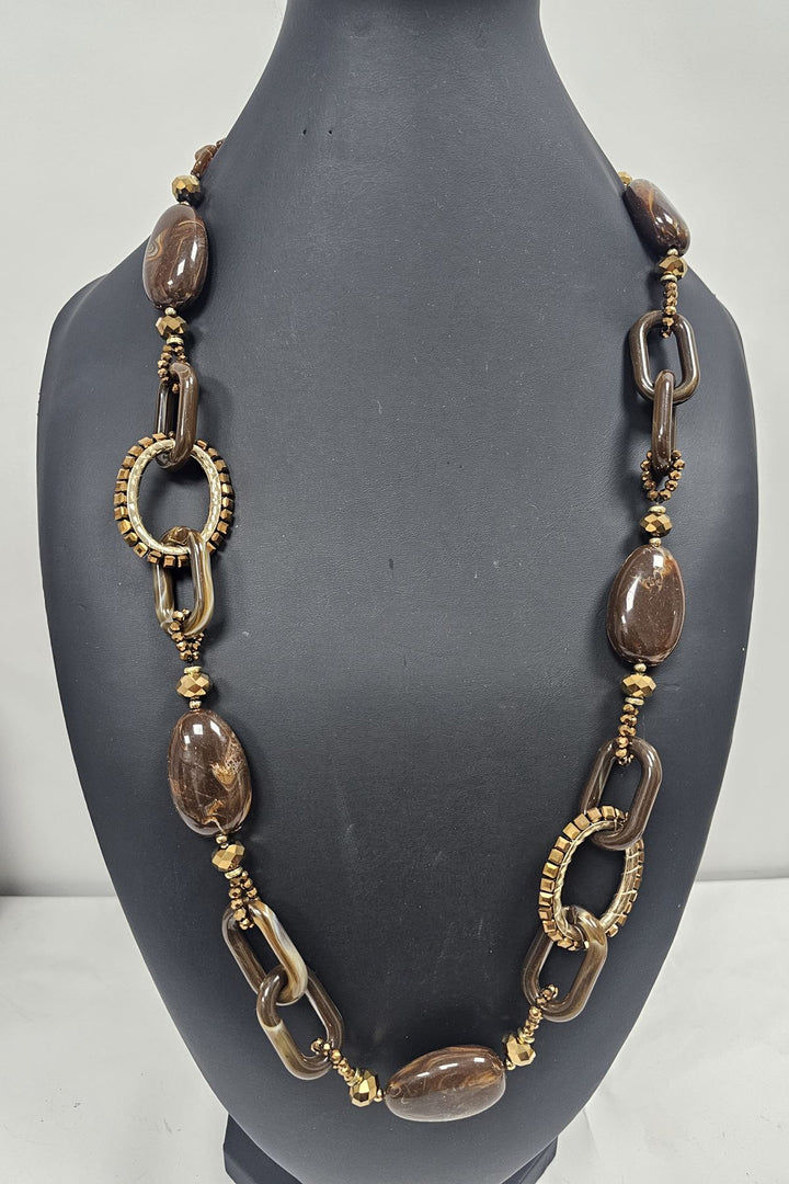 bulk beaded oval stone necklace