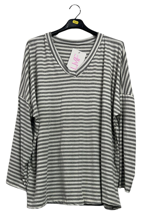Stripe Print Drop Shoulder Tunic Top
