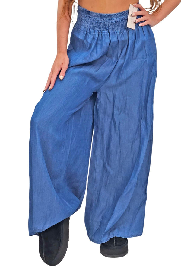 Plain Elasticated Waist Side Pockets Trousers
