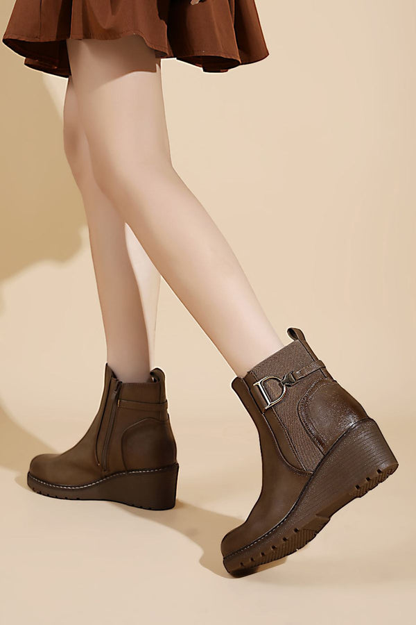 side zip wedge ankle shoes