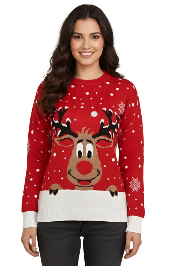 Smiling Rudolph knitted xmas jumper