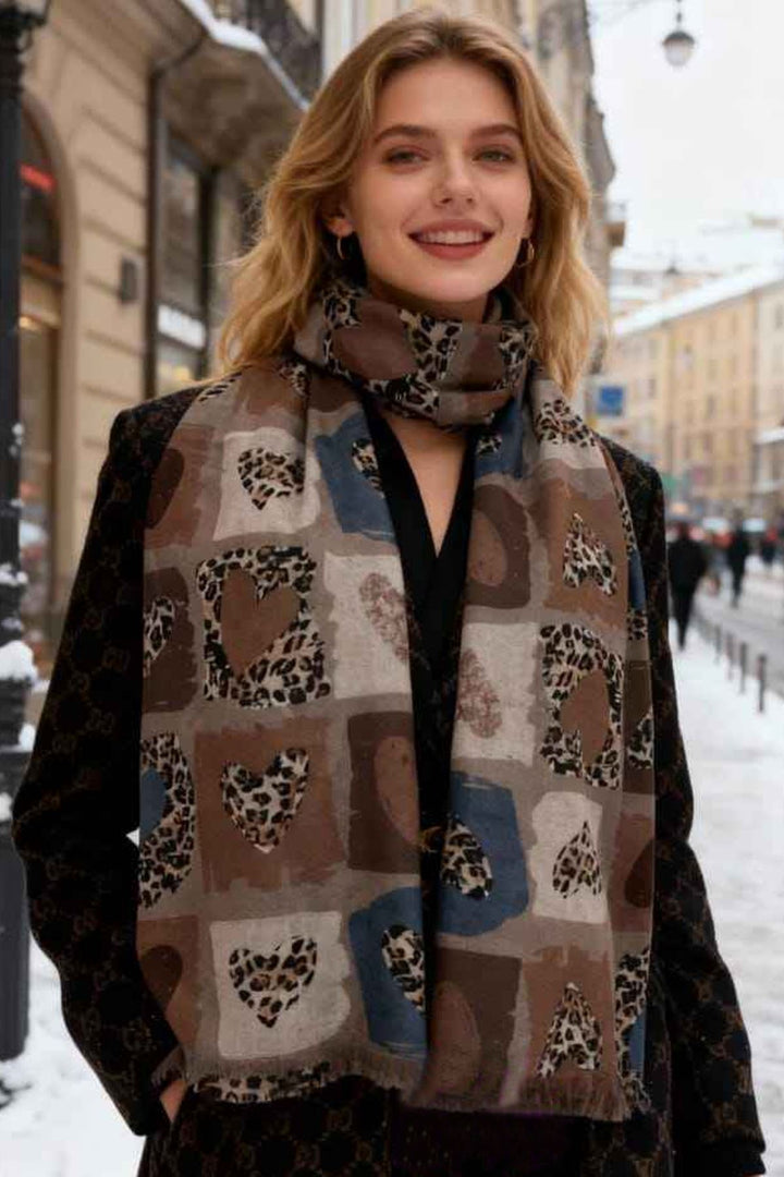 animal print heart scarf