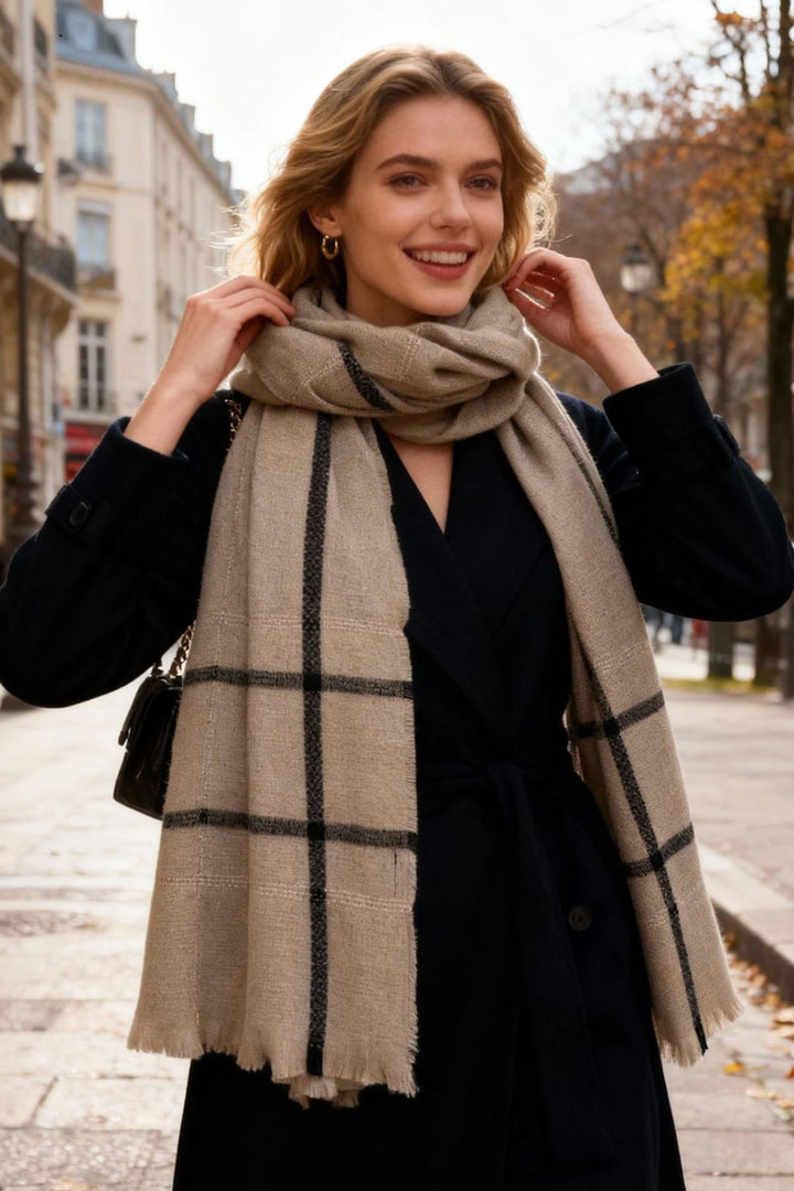 Women tartan check scarf