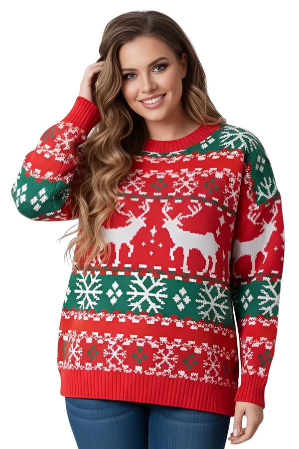 snowflake reindeer xmas ribbed jumper