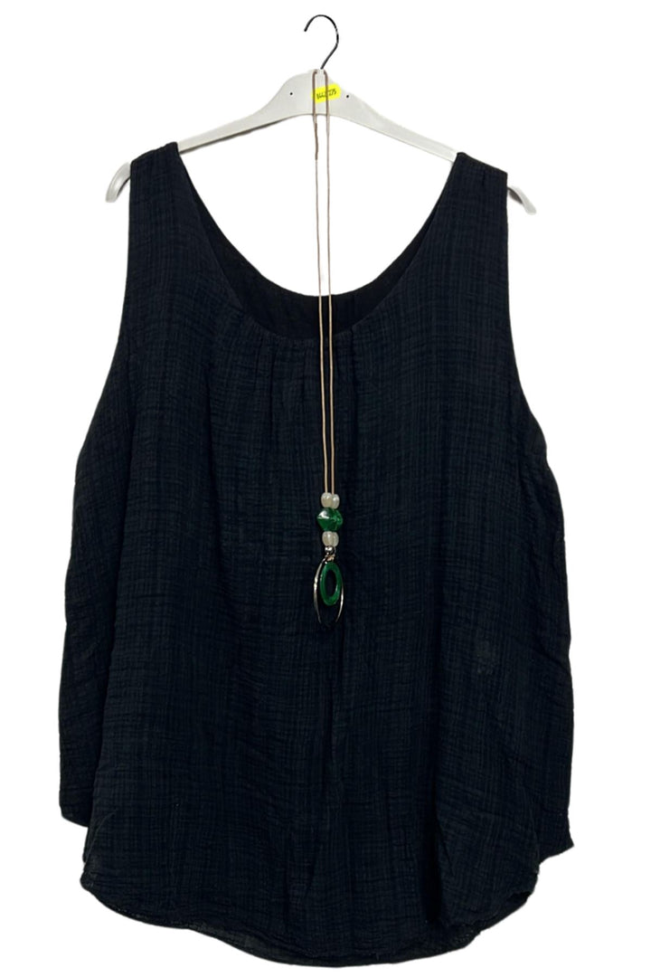 Plain Asymmetrical Hem Cotton Top