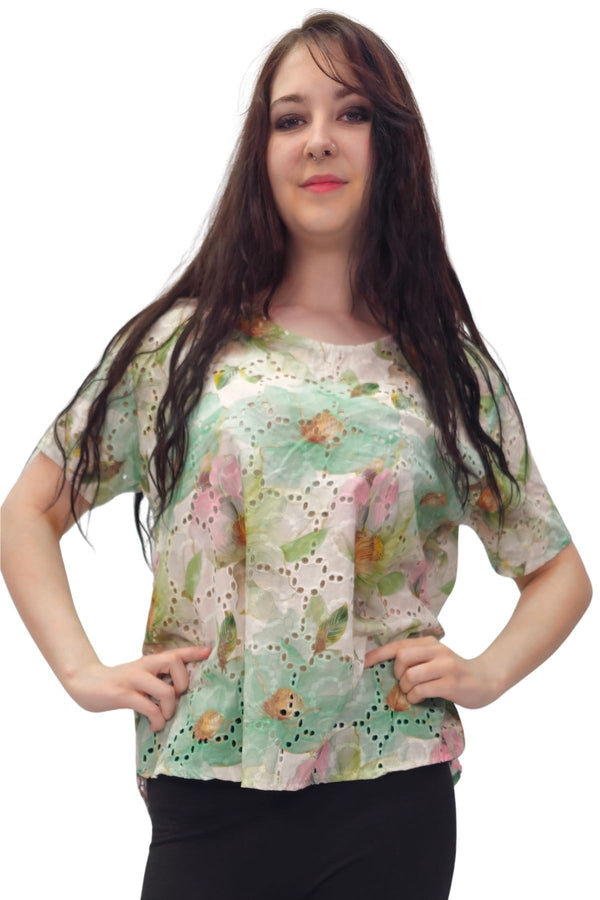 Floral Pastel Shades Print Cotton Top