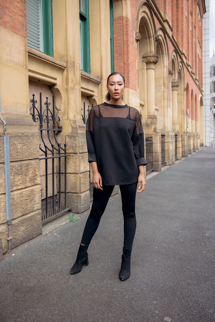bulk plain mesh textured top