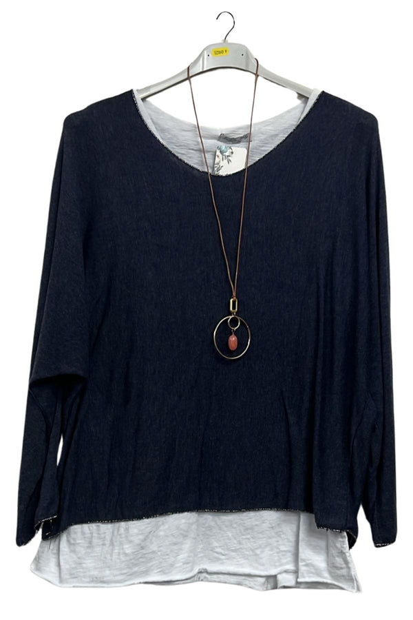 Plain Layered Hem Tunic Cotton Top