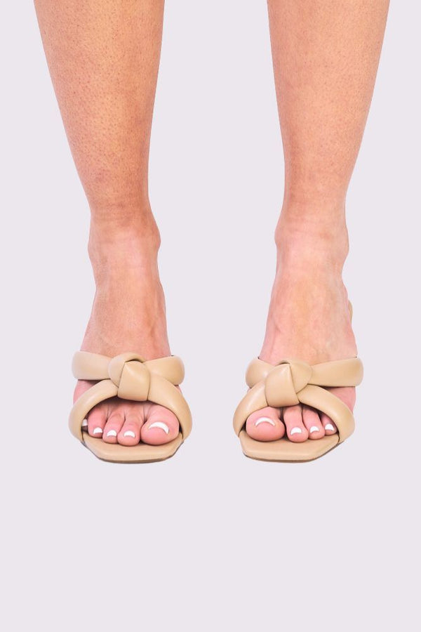 Twisted Strap Block Heel Slider