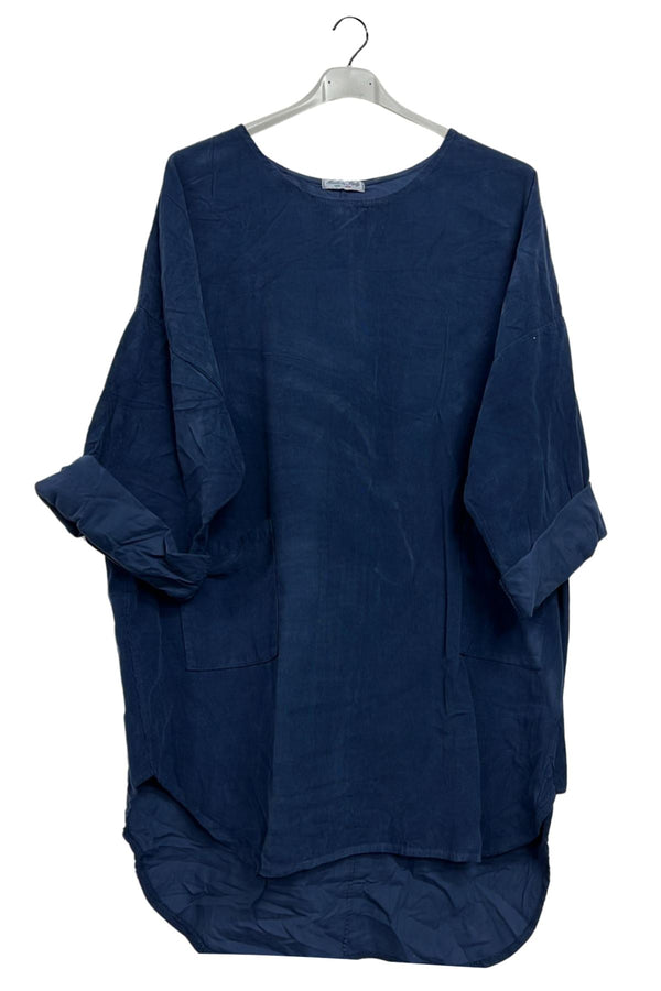 Plain Rounded Edges High Low Hem Cotton Top