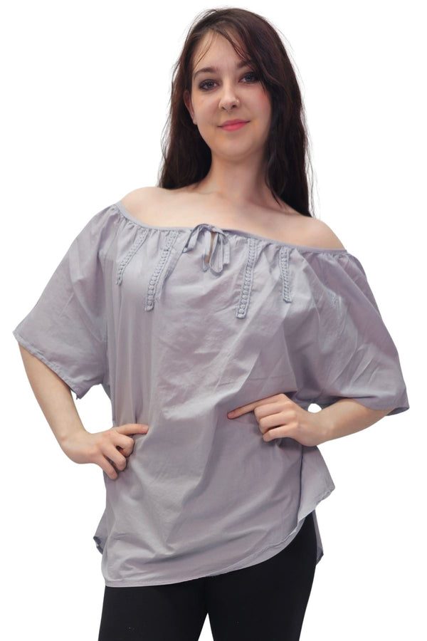 Plain Lace Tie Detailing Cotton Top