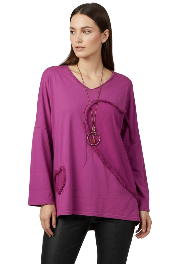 heart patch work tunic top
