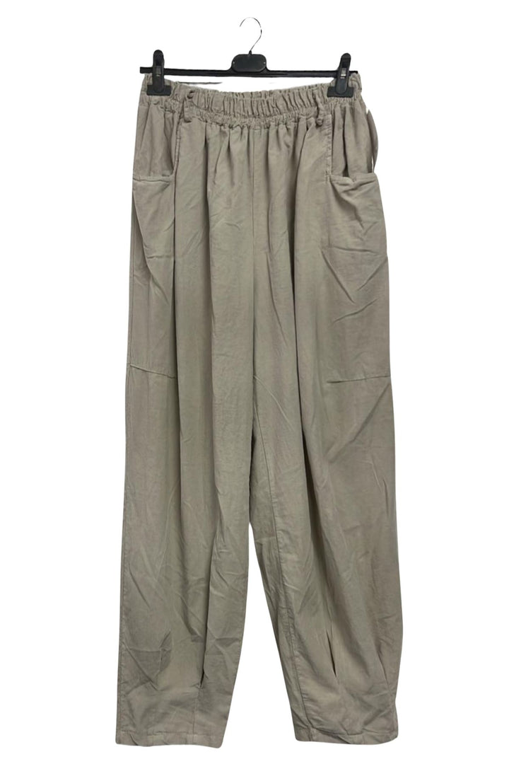 elasticated waist cotton trousers