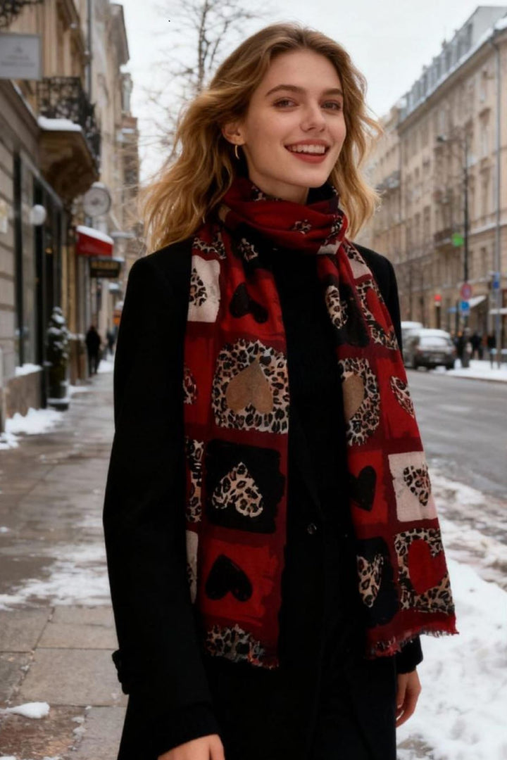 heart leopard print scarves