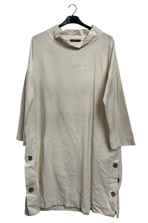 Plain Side Two Pockets Slit Hem Cotton Top