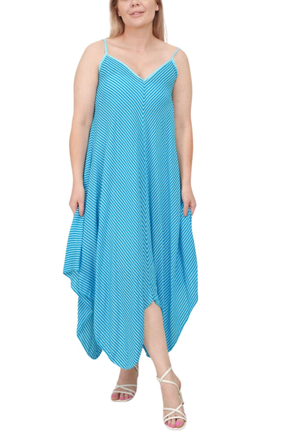 Diagonal Stripe Print Spaghetti Strap Dress