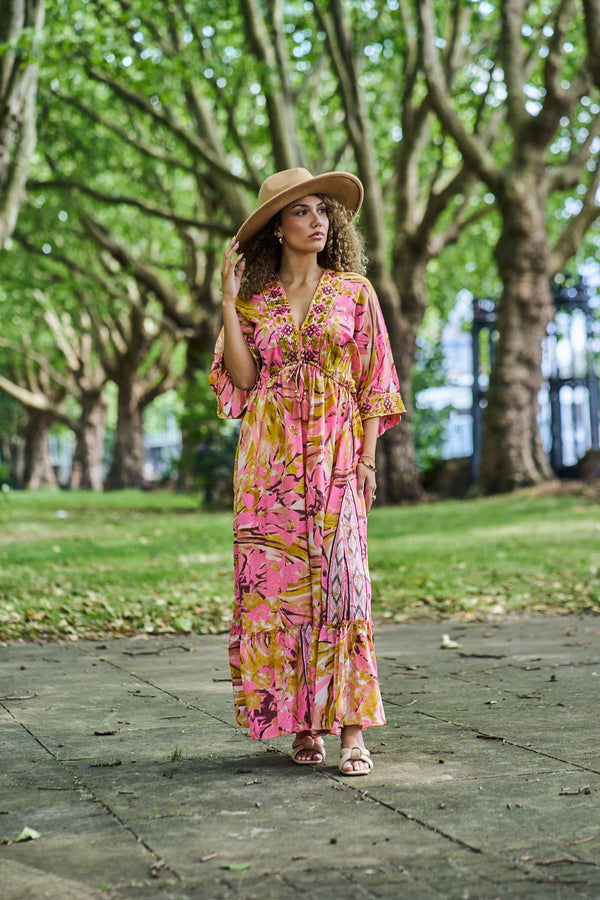 Abstract Earthy Tones Pattern Empire Waist Dress