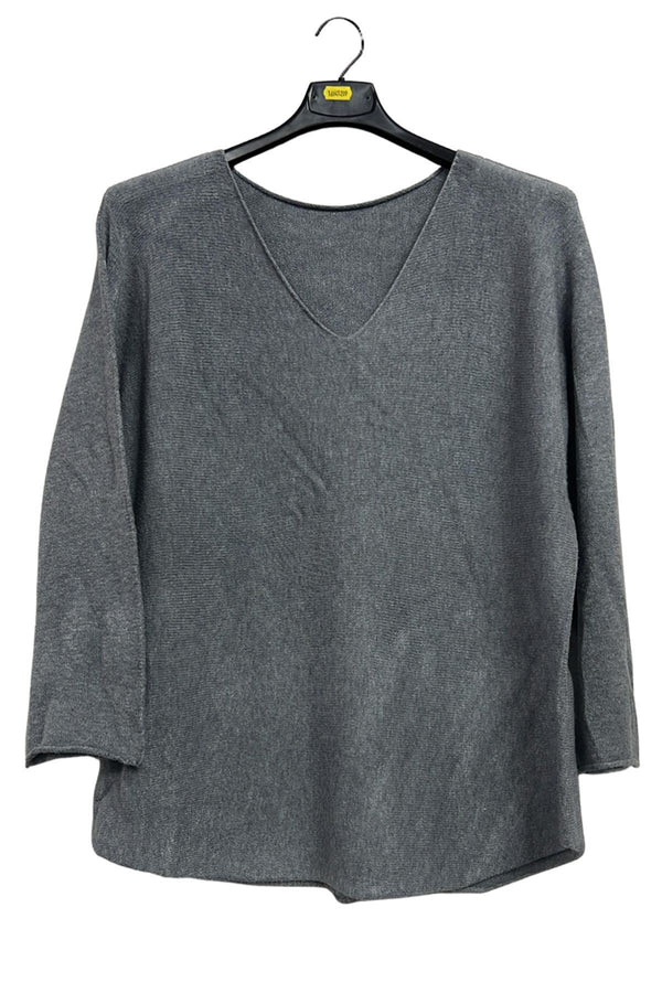Plain Soft Knitwear Round Hemline Top