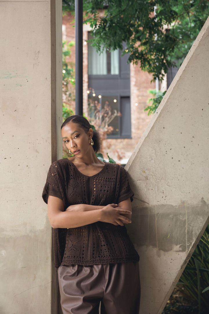 crocheted cotton tunic fashion top